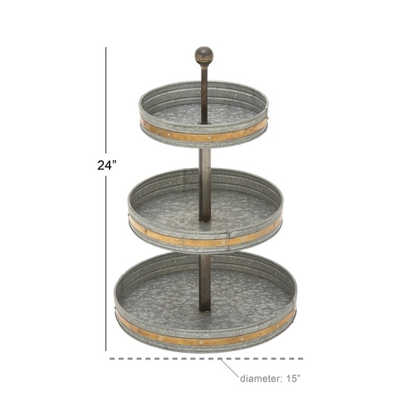 The Gray Barn Jartop Galvanize 3-Tier Tray - Picture 1 of 4